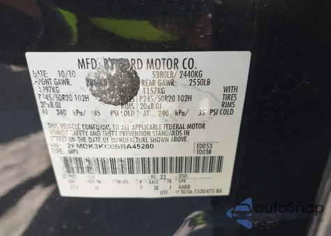 2011 Ford Edge Limited из США, поврежденный, VIN 2FMDK3KC0BBA45280